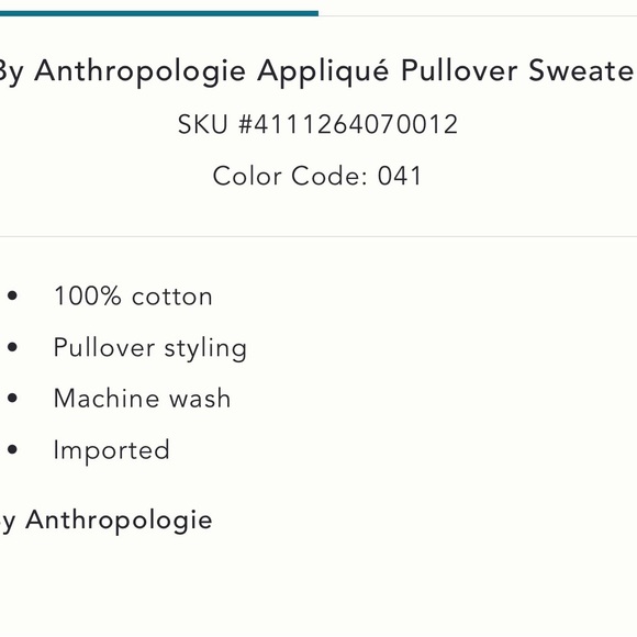 Anthropologie 100% Cotton Floral Appliqué Pullover Sweatshirt Boxy Cozy Size M - Picture 4 of 9